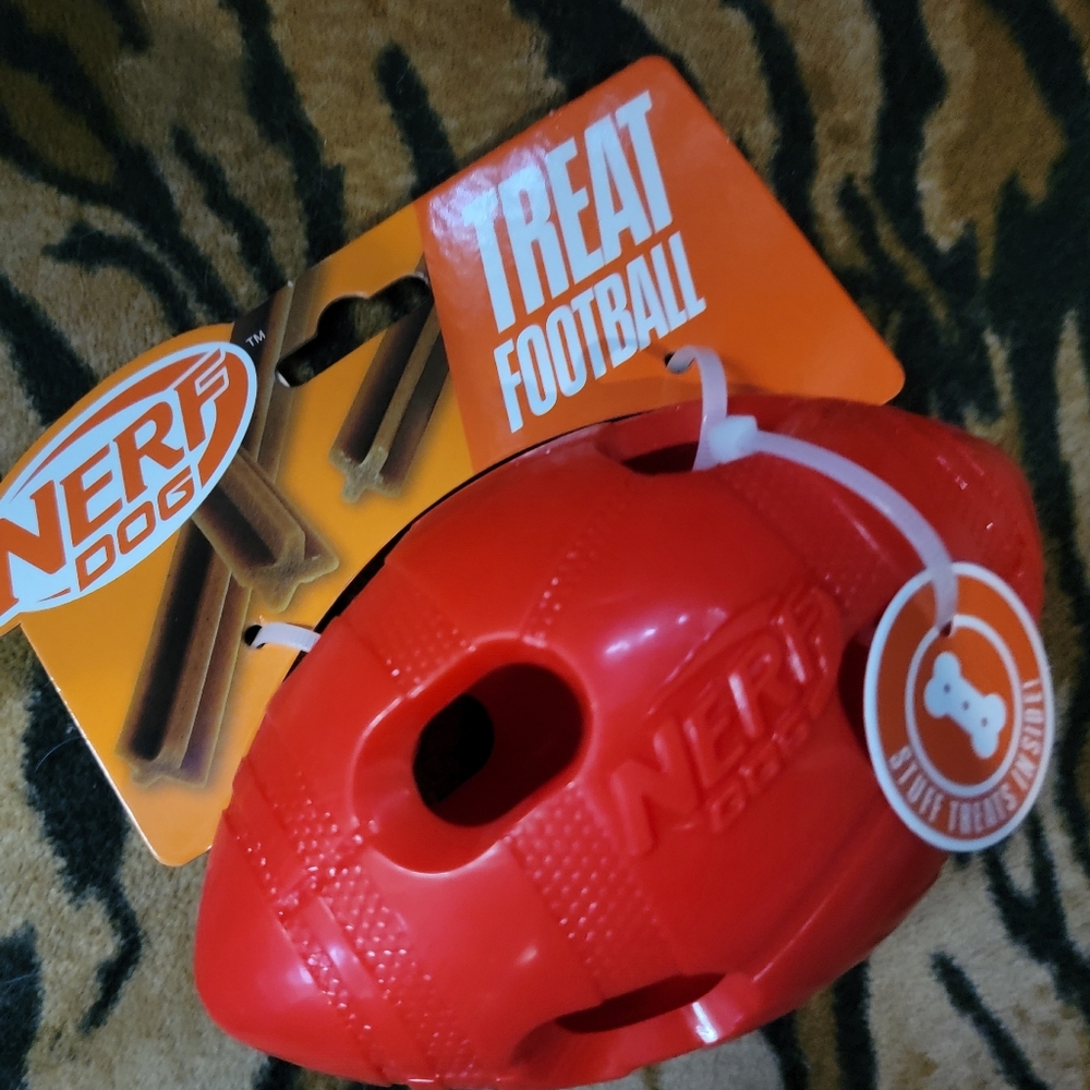 Nerf Dog Red Treat Football New Ea.